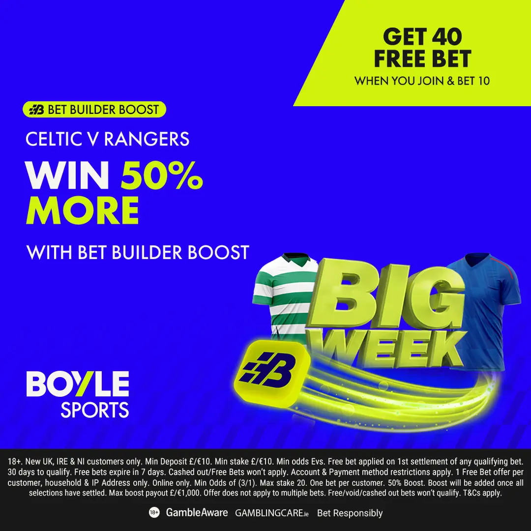 Boylesports 50% Boost on Celtic v Rangers Bet Builder