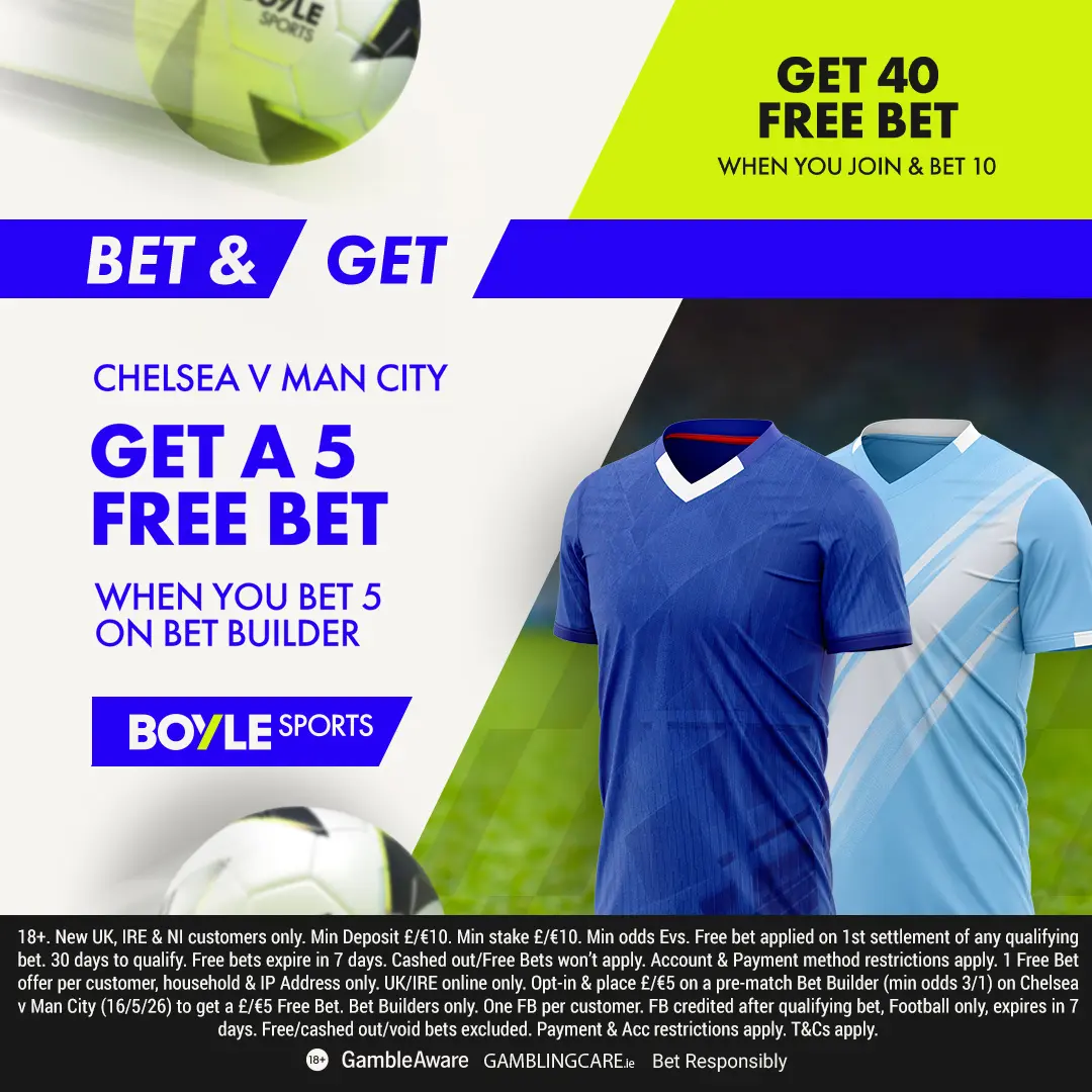 Boylesports &pound;5 Free Bet on Chelsea v Man City Bet Builder